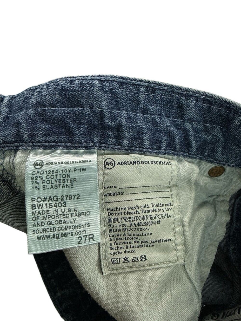 AG Adriano Goldschmied Distress Jeans 27 Blue Denim Tomboy Crop Relaxed Straight - Picture 7 of 9